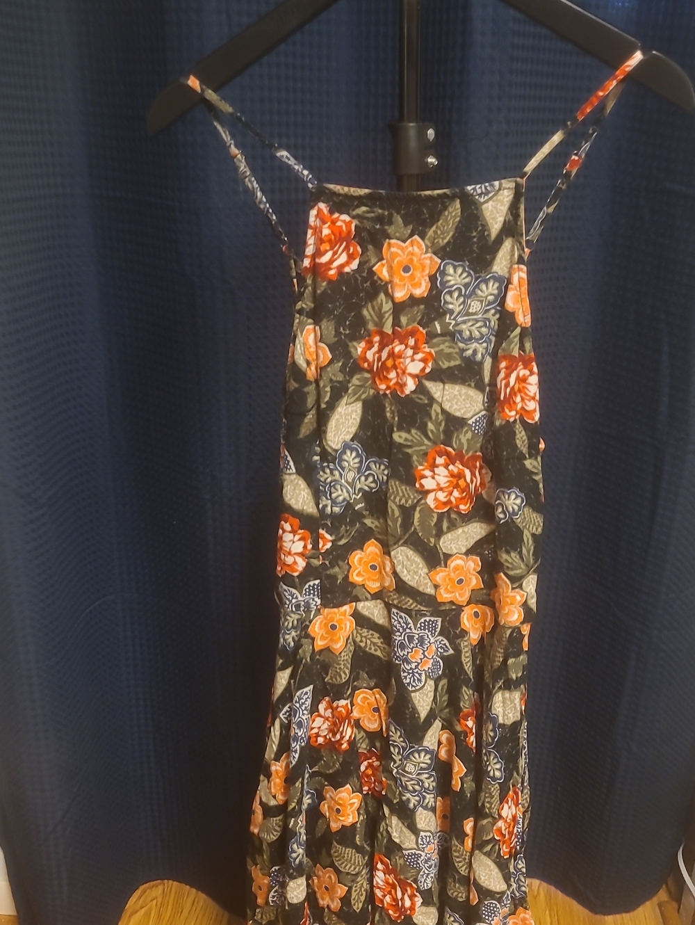 Abercrombie & Fitch Black Mini Dress with Orange and Navy Floral Print